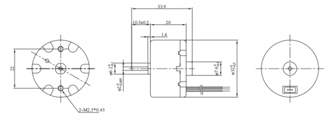 सटीक 3VDC ब्रशलेस BLDC मोटर 3600rpm स्पीड दीया 32mm 0